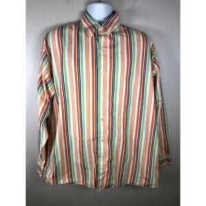 South Pole Men's Button Down Shirt Size XXL Long Sleeve White Orange Cotton